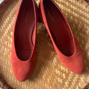 Mansur Gavriel red suede pumps